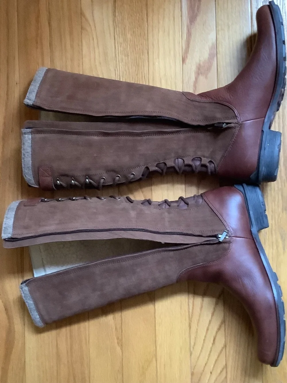 UGG Smithfield Brown Suede Leather Lace Up Winter Riding Boots SZ 9